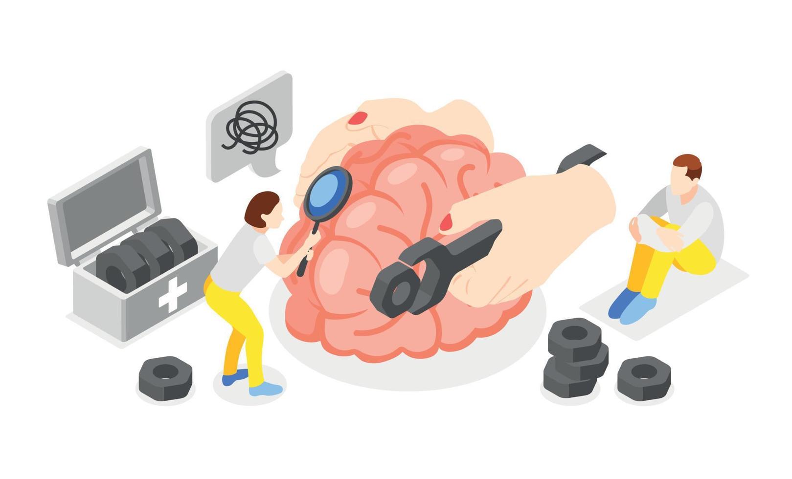 composición isométrica de salud mental vector