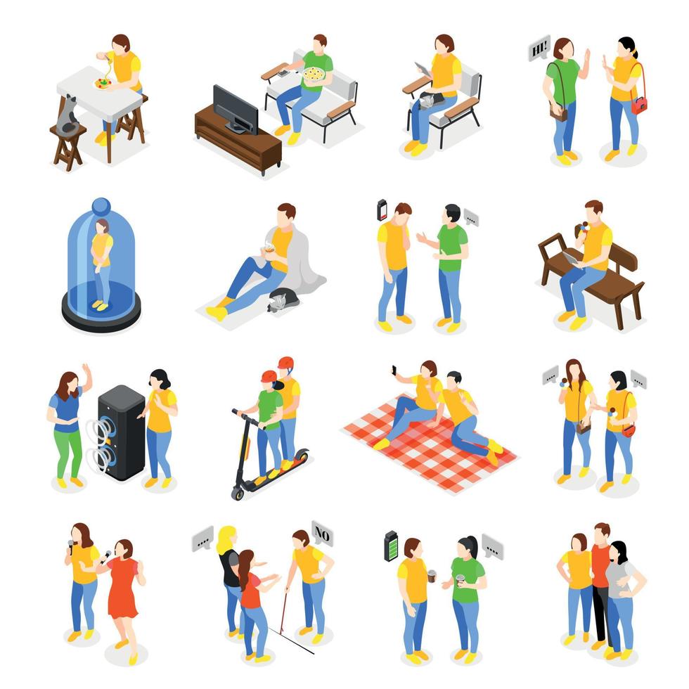 Introvert And Extrovert Icons Set vector