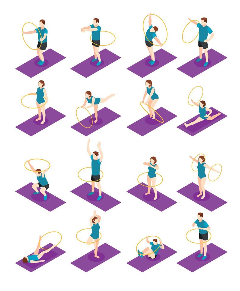 Fitness Isometric Icons Set vector