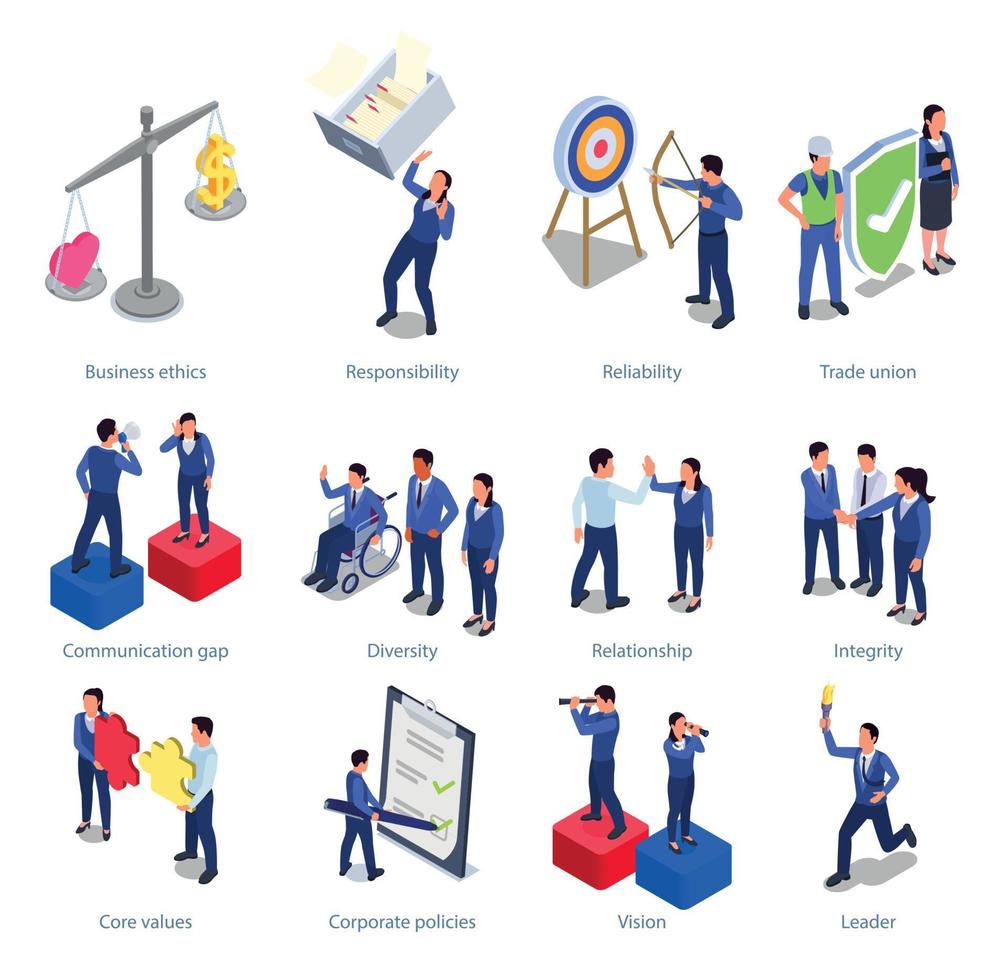 Corporate Culture Isometric Set vector