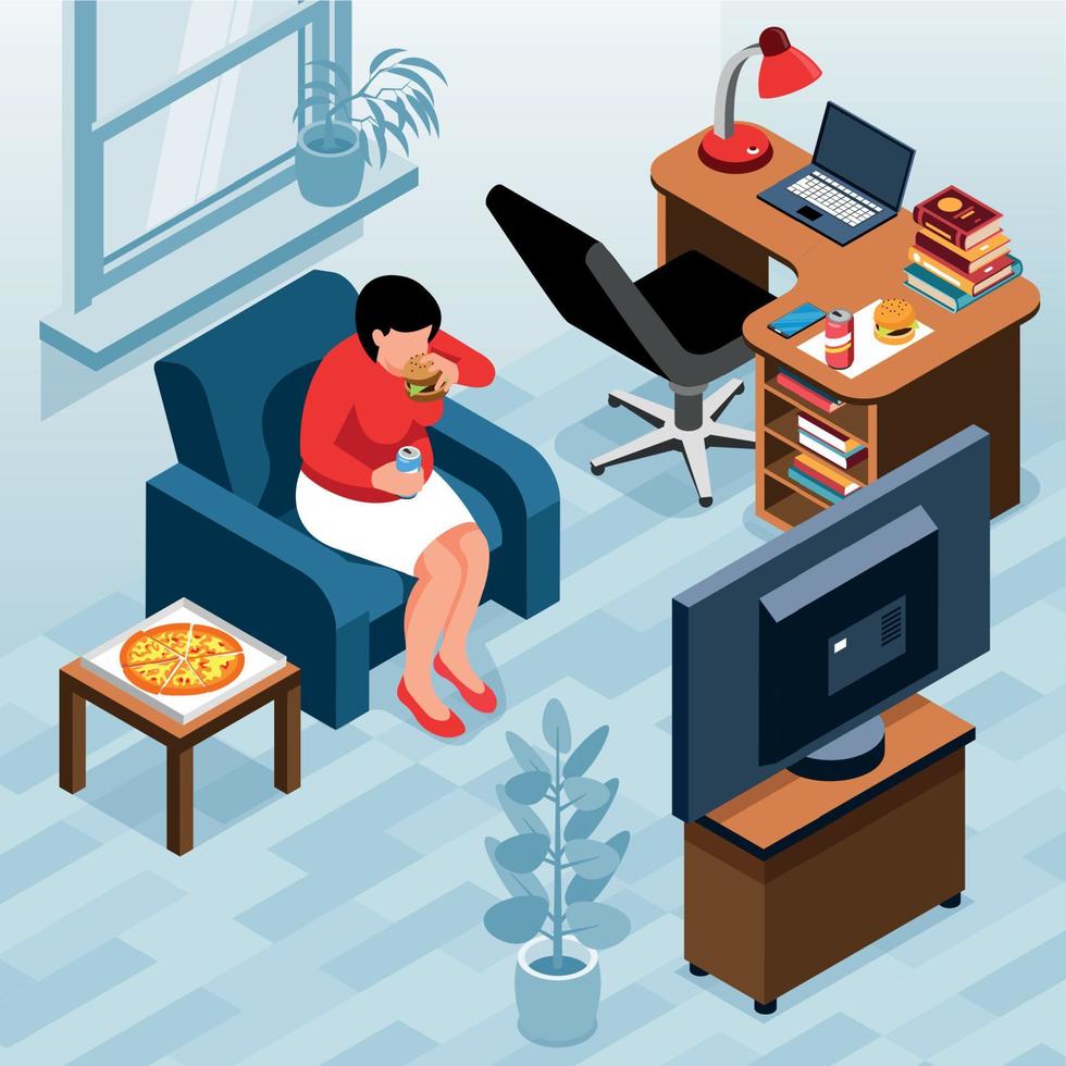 Isometric Sedentary Life Composition vector