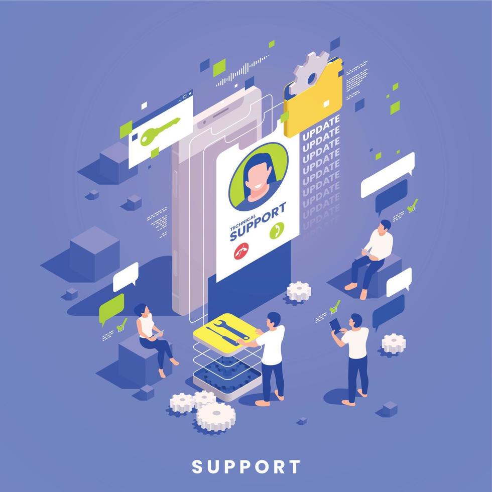 Isometric Technical Support Concept vector