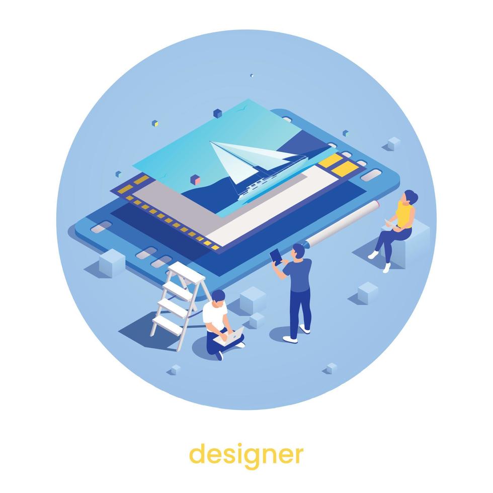 IT Professions Round Concept vector