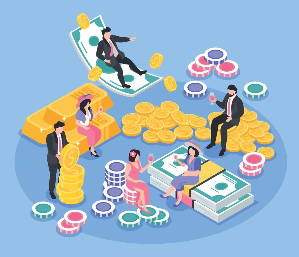 Rich People Isometric Composition vector