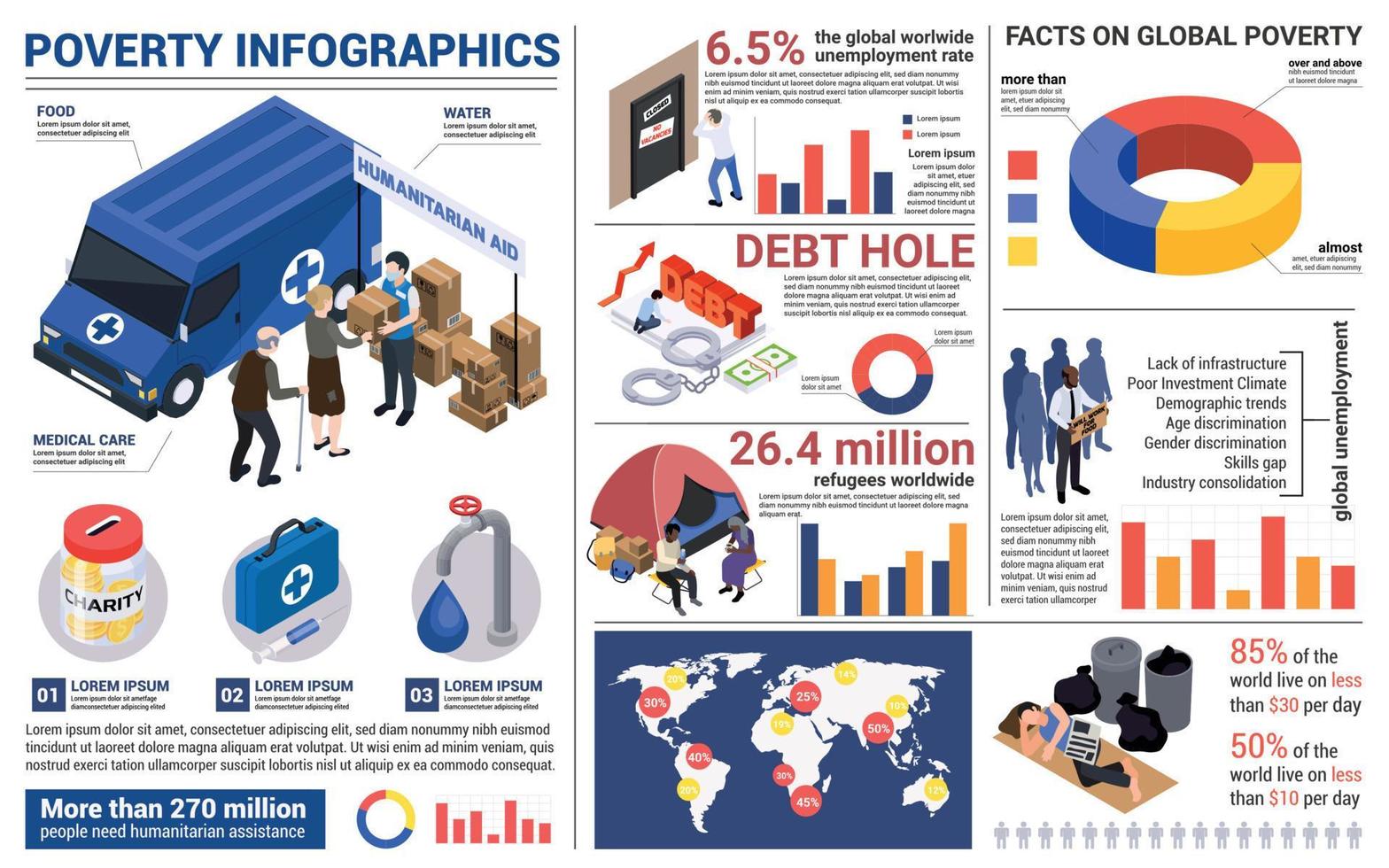 Debt Hole Isometric Infographics vector