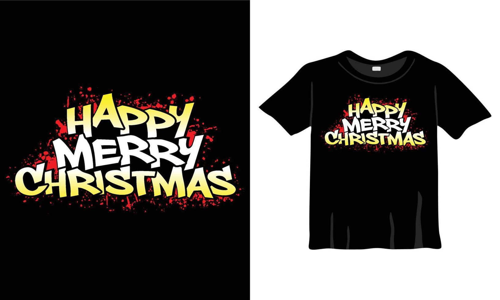 Happy Merry Christmas T-Shirt Design Template with Graffiti Art Style for Christmas Celebration. Good for Greeting cards, t-shirts, mugs, and gifts. For Men, Women, and Baby clothing vector