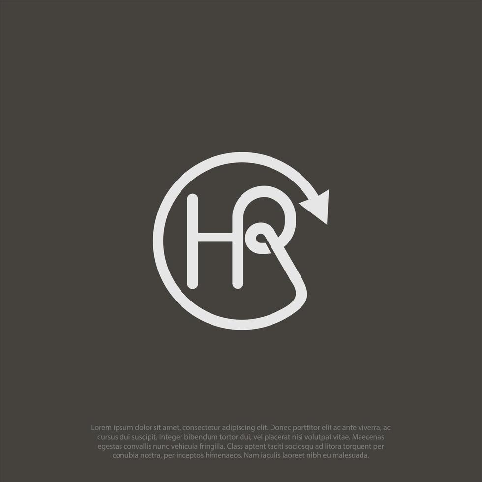 HR lettering alphabet combining letter H and R logo design in vector format.