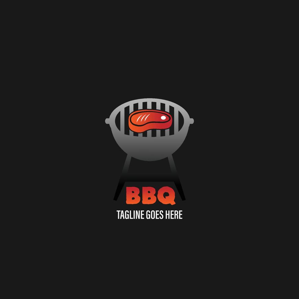 barbecue logo with bbq logotype and fire concept in combination with spatula vector