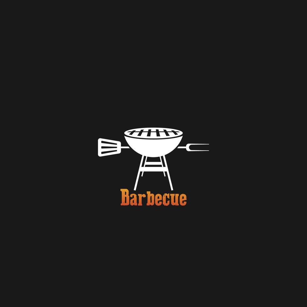 barbecue logo with bbq logotype and fire concept in combination with spatula vector