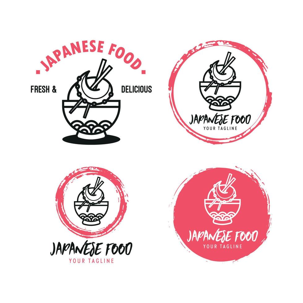 colección de logotipos de dibujos animados de comida japonesa vector