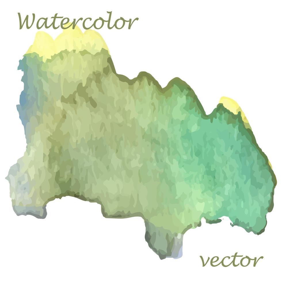 watercolor spot with smoothly transitioning shades from green to khaki. background with brush strokes.  design element. Abstract grass stain, drops vector