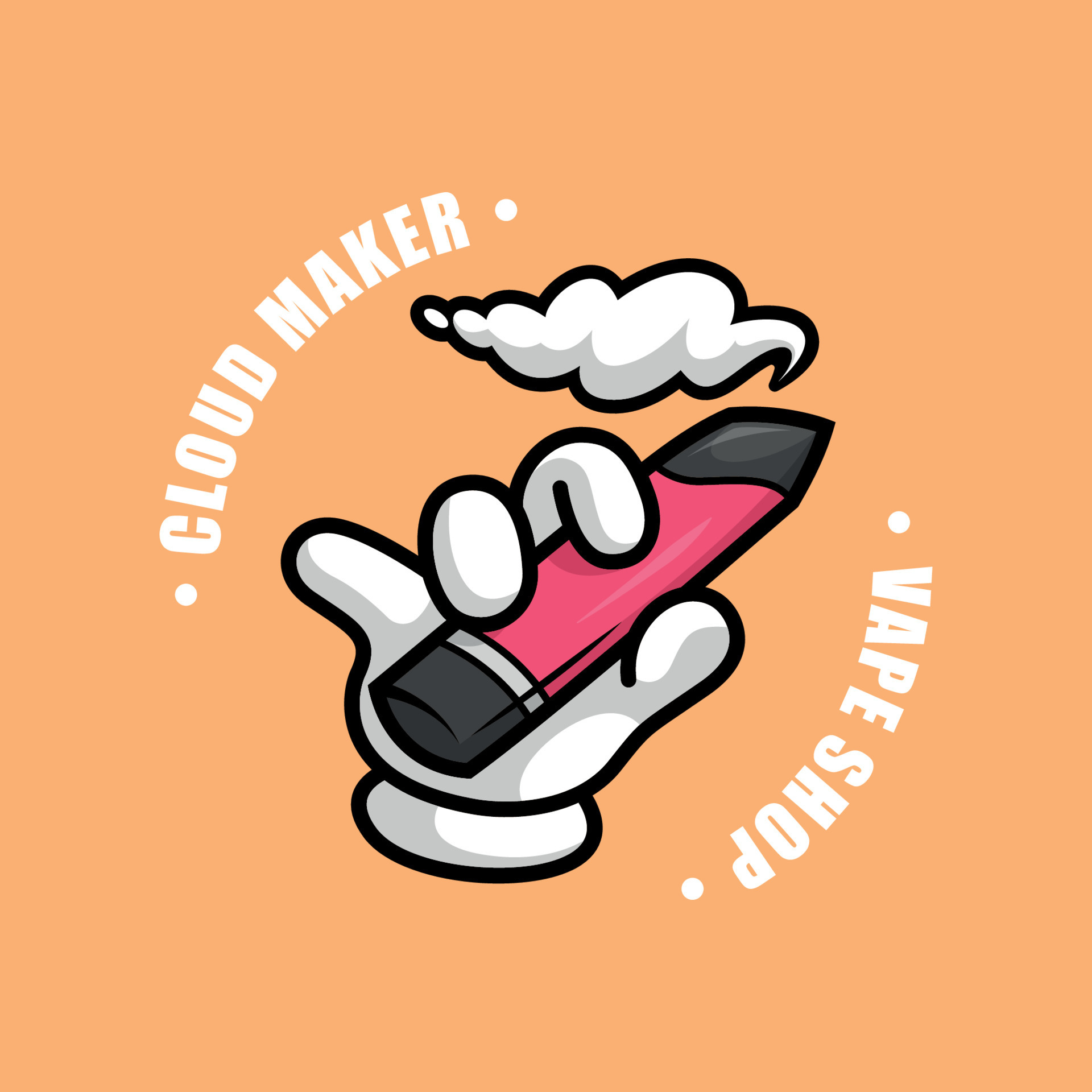 HAND IS HOLDING A SMOKY VAPING POD CARTOON LOGO DESIGN 12620296 Vector