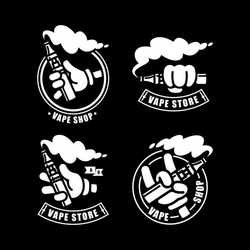 HAND IS HOLDING A SMOKY PEN VAPE NEGATIVE STYLE LOGO DESIGN COLLECTION vector