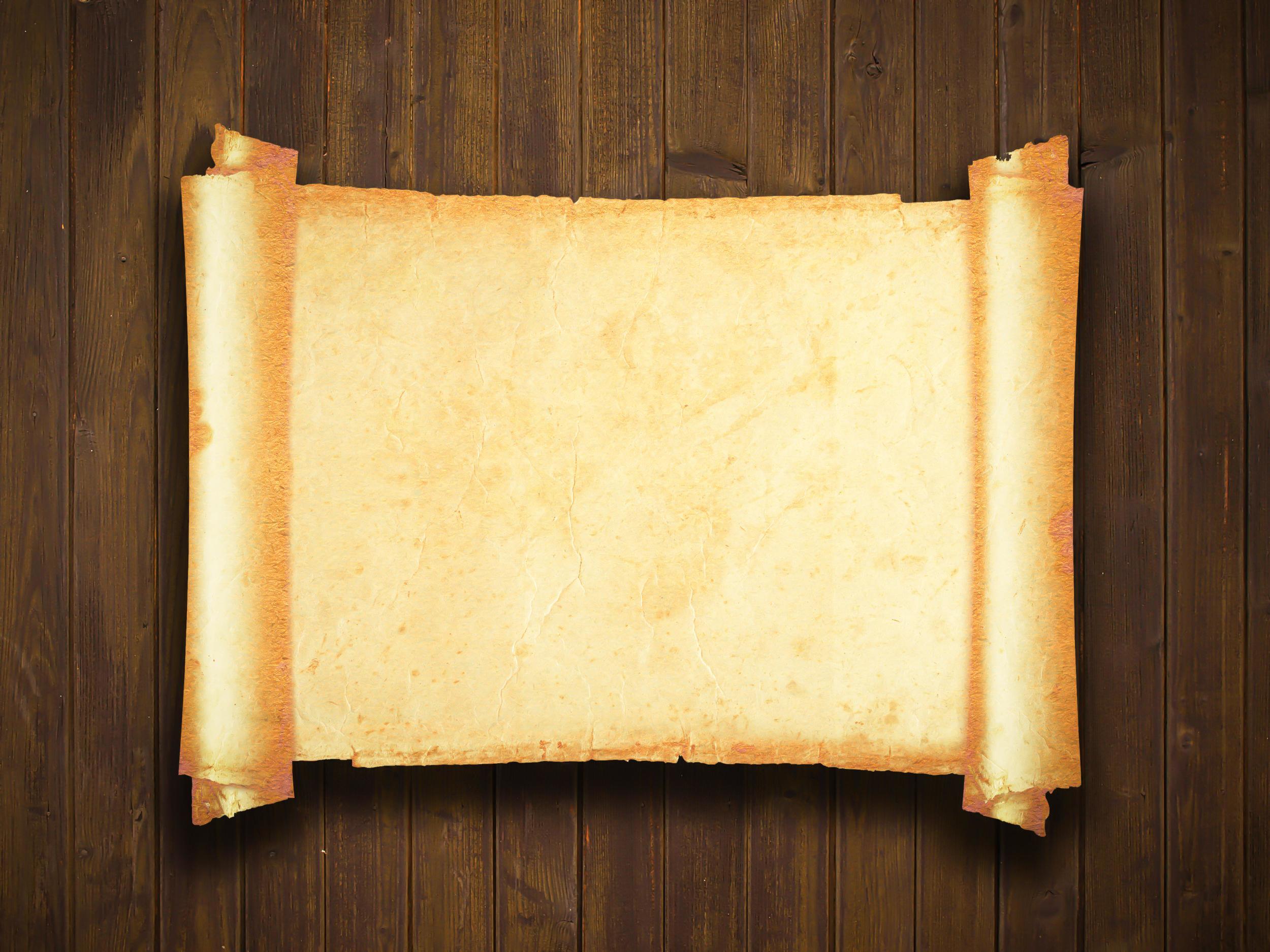 old paper manuscript on brown wood texture with natural patterns