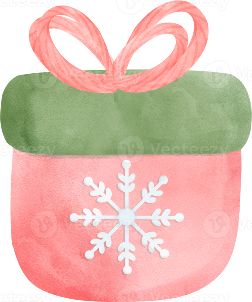 Christmas gift present festive box cartoon watercolour illustration png