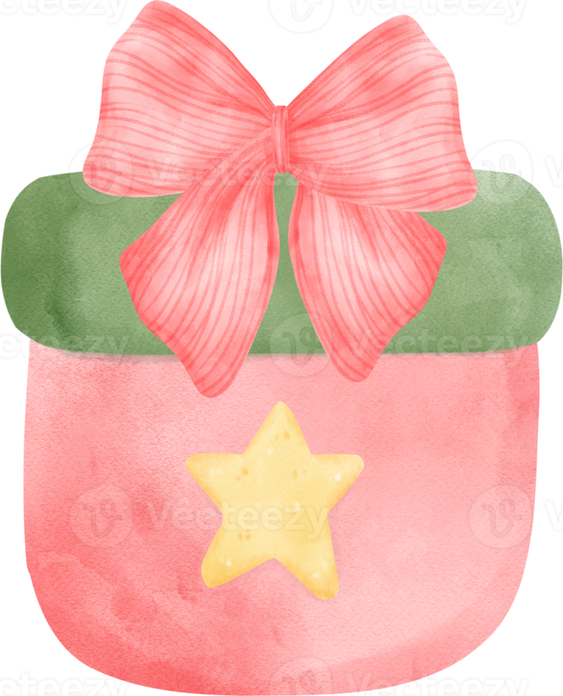 Natale regalo presente festivo scatola cartone animato acquerello illustrazione png