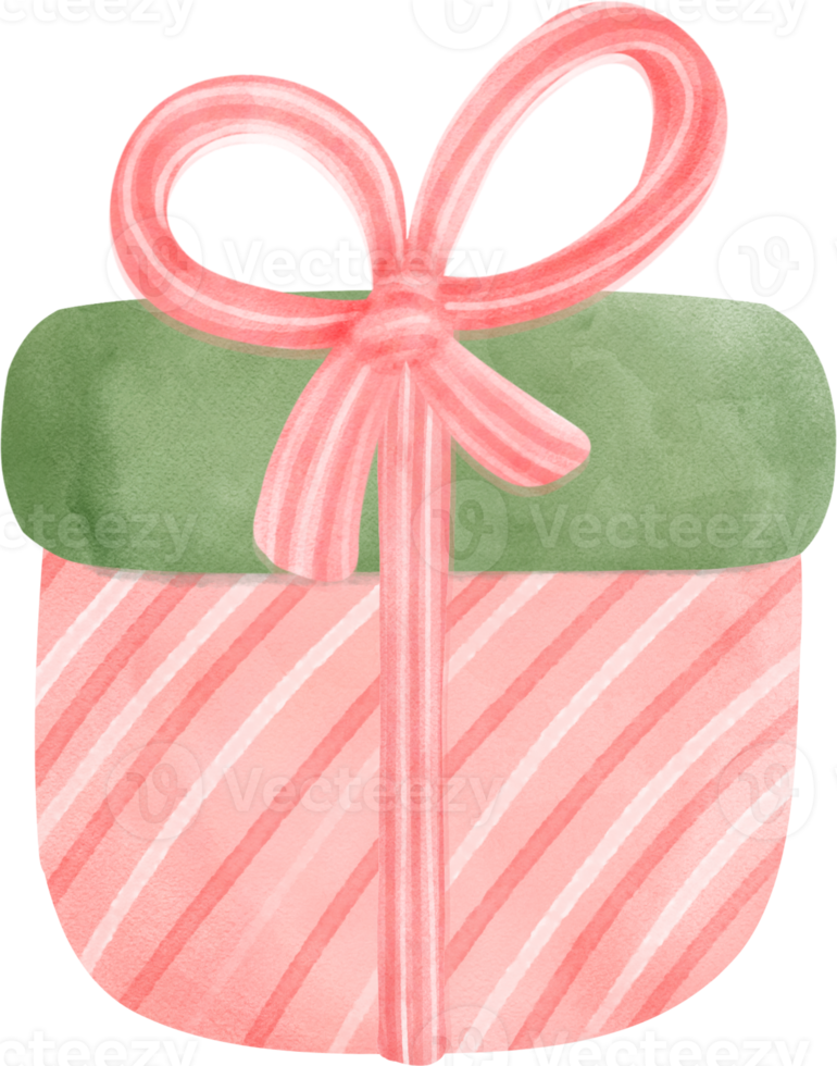 jul gåva närvarande festlig låda tecknad serie vattenfärg illustration png