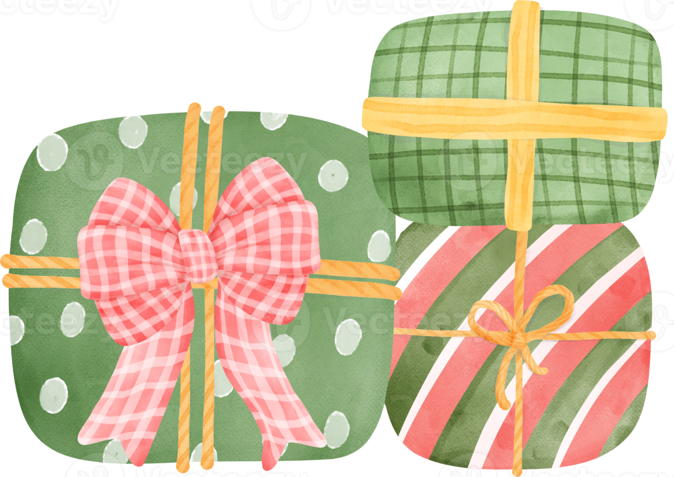 stacked Christmas gift present festive box cartoon watercolour illustration png