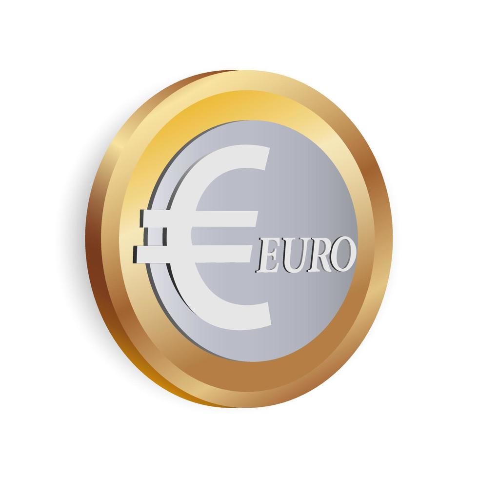 Gold euro coins isolated on white background, vector