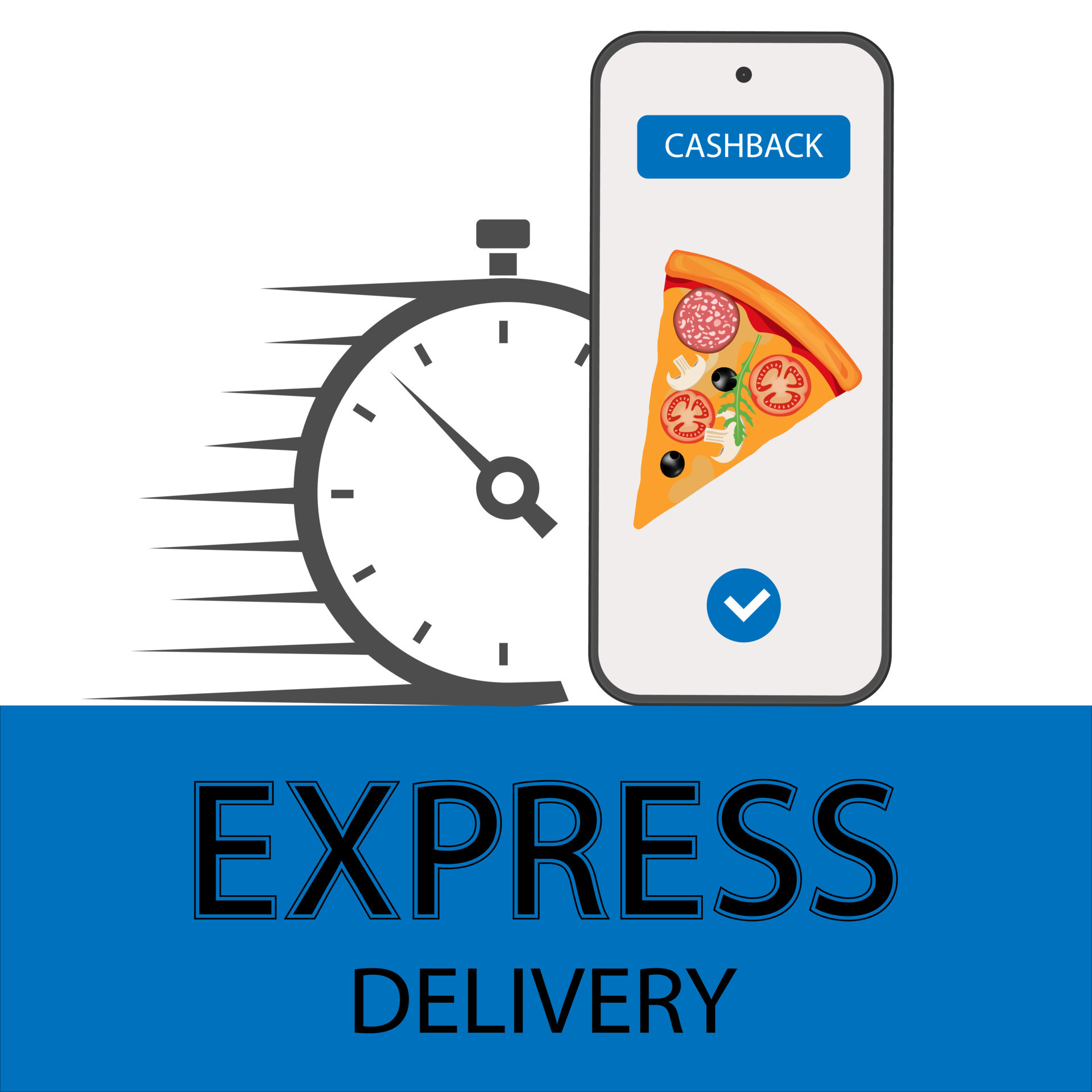 The concept of online delivery by phone. Fast response delivery to your mobile phone. Online