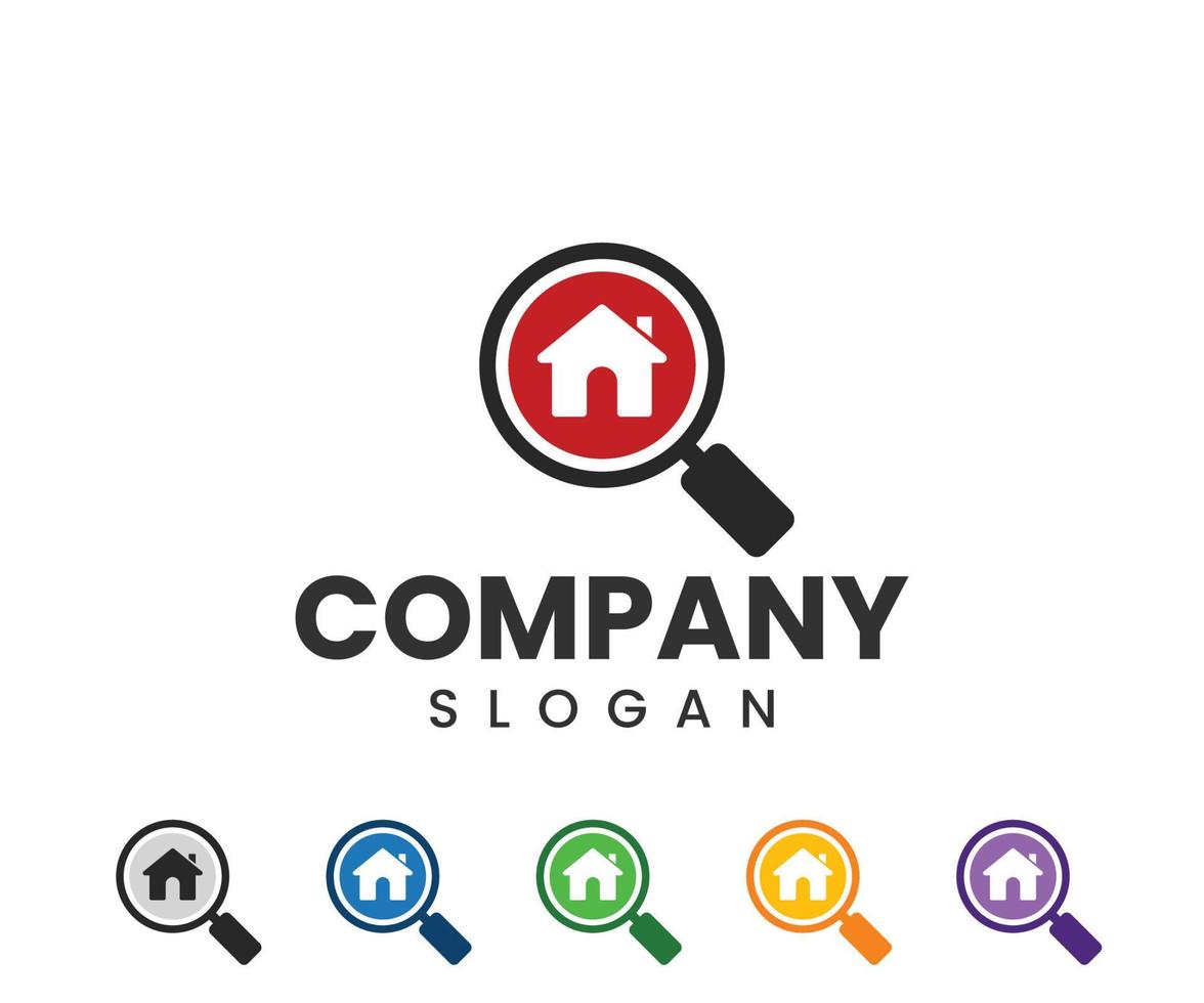 Find House Logo. Search Property Logo Icon with Magnifying Glass Symbol vector