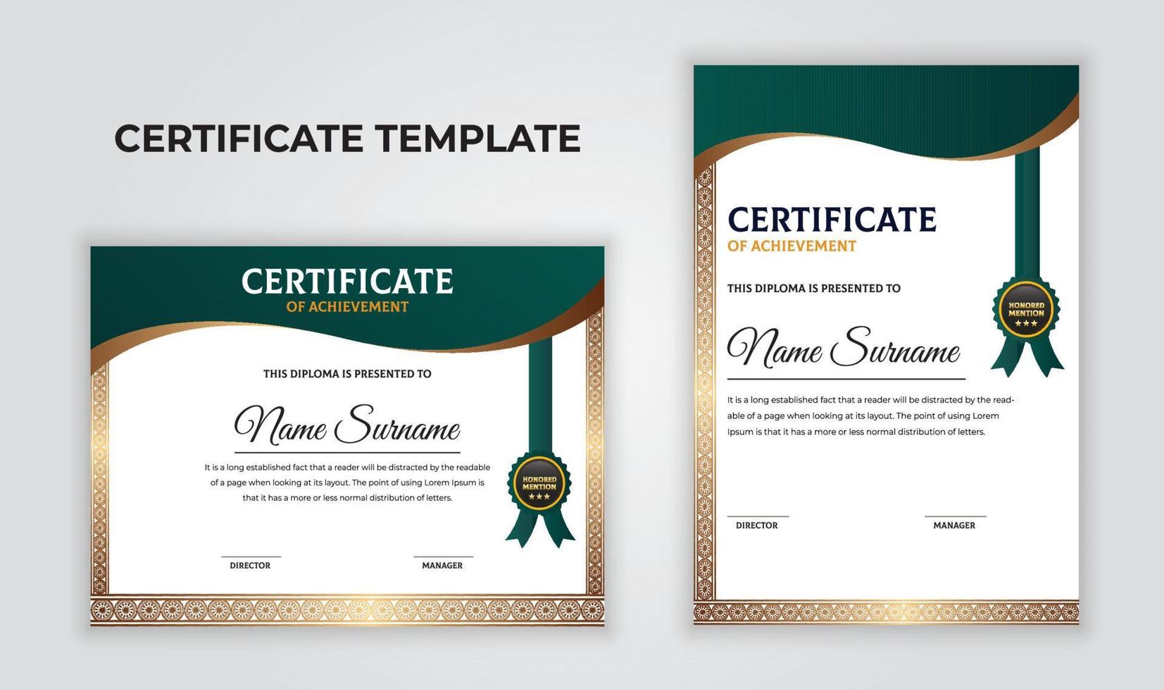 conjunto de plantillas de certificado moderno y elegante. vector