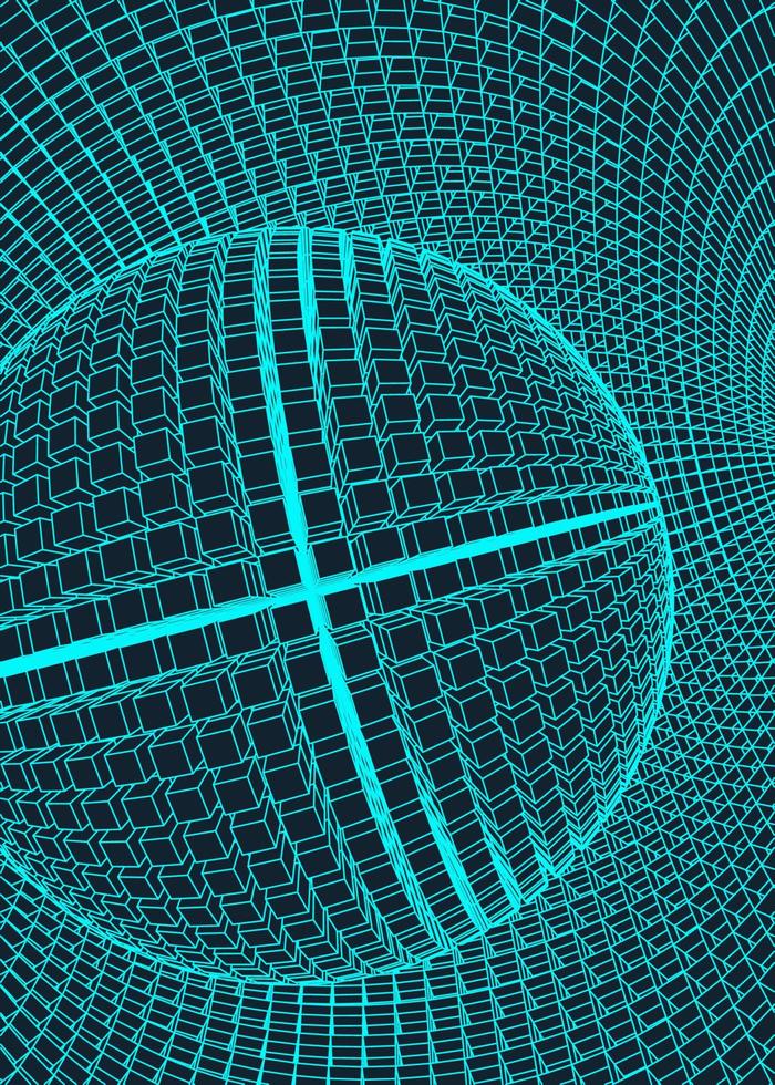 Abstract vector landscape background. Cyberspace grid. 3d technology illustration.