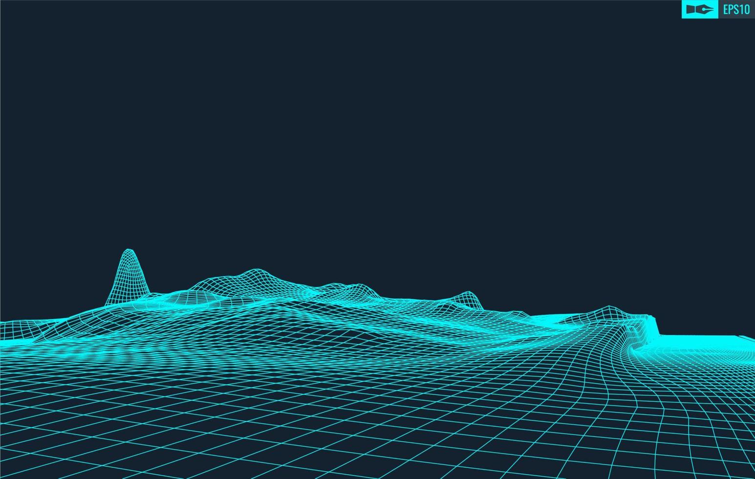 3d estructura alámbrica terreno gran angular eps10 vector