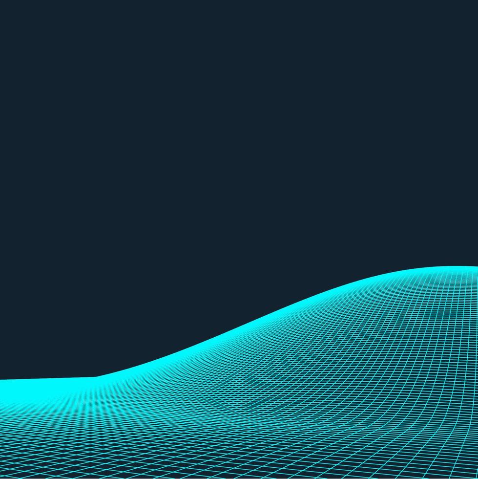 3D Wireframe Terrain Wide Angle EPS10 Vector