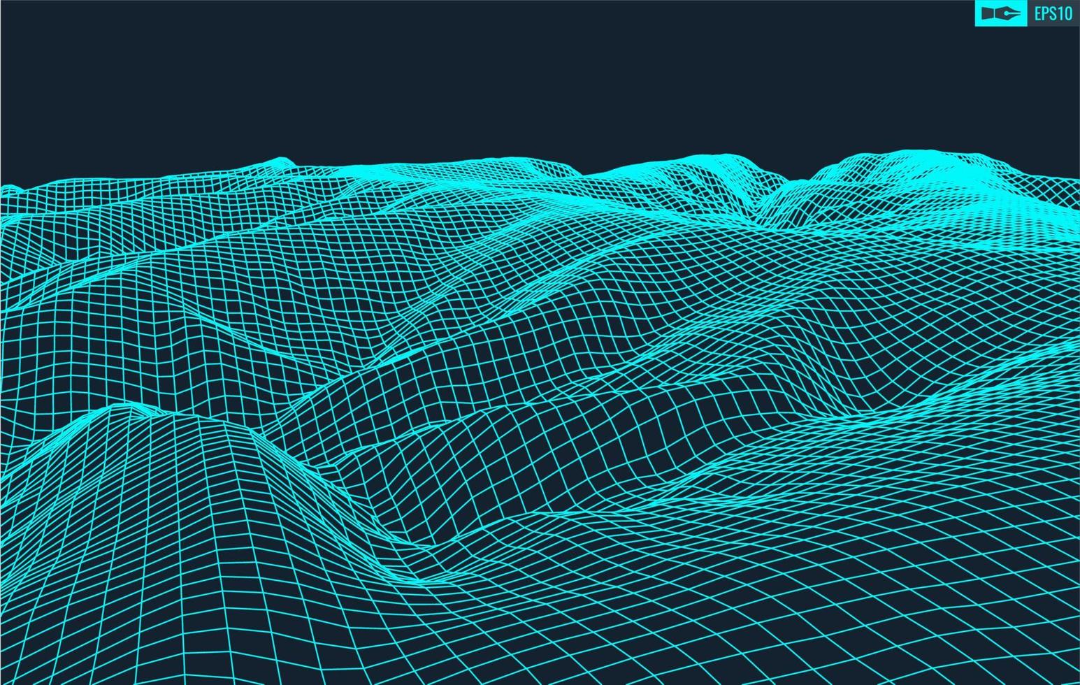 3d estructura alámbrica terreno gran angular eps10 vector