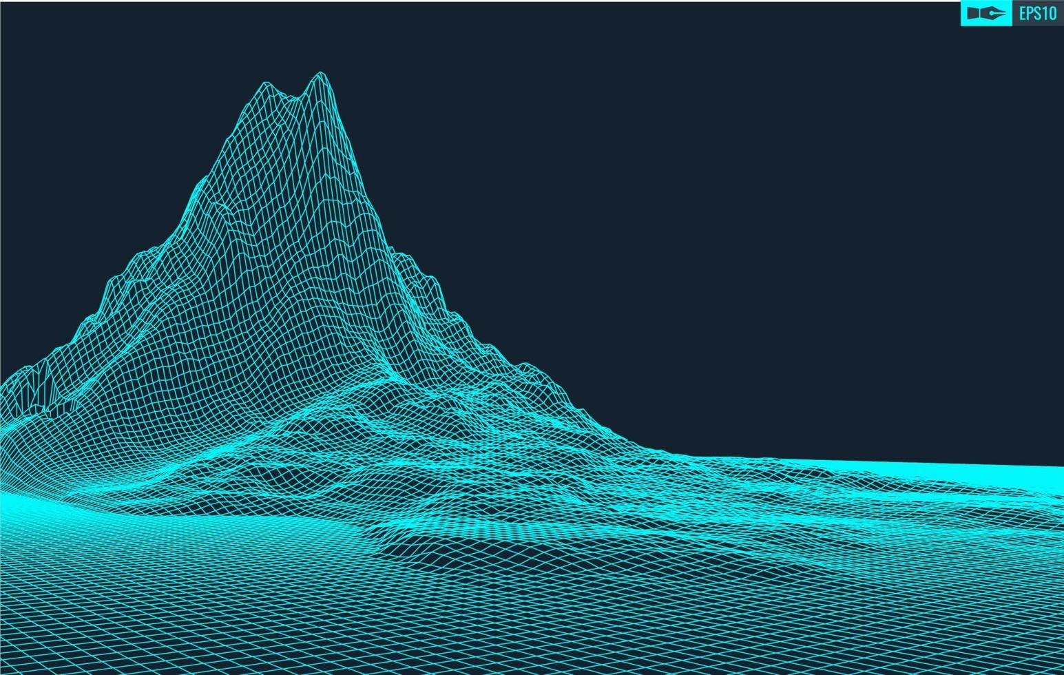 3D Wireframe Terrain Wide Angle EPS10 Vector