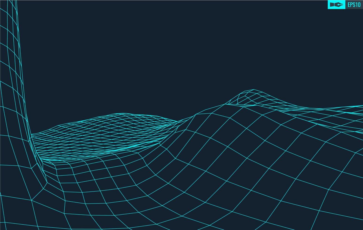 3d estructura alámbrica terreno gran angular eps10 vector