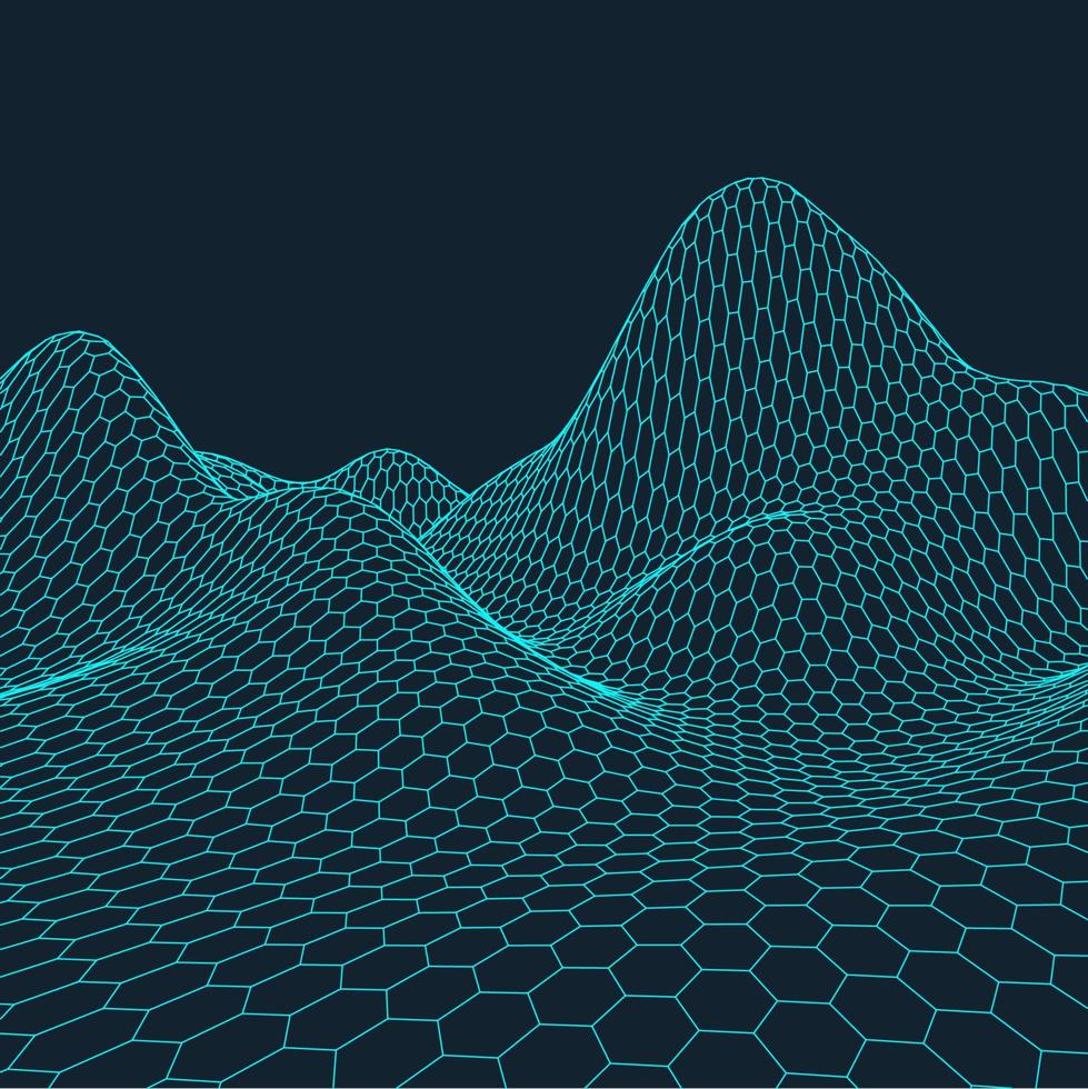 3d estructura alámbrica terreno gran angular eps10 vector