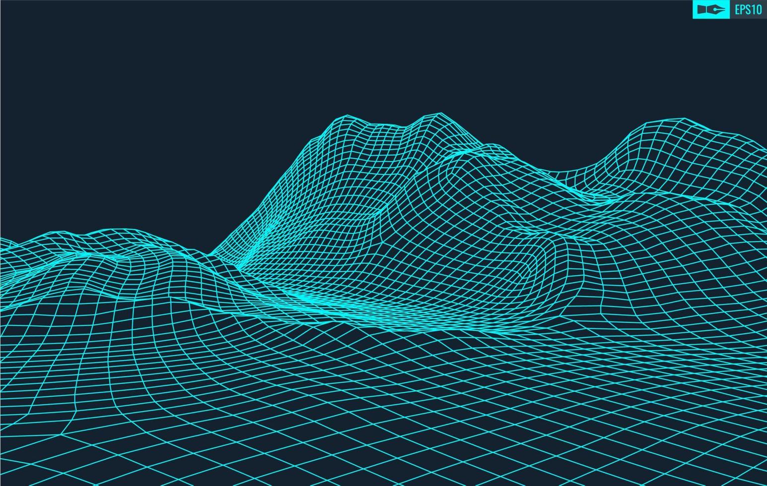 3d estructura alámbrica terreno gran angular eps10 vector