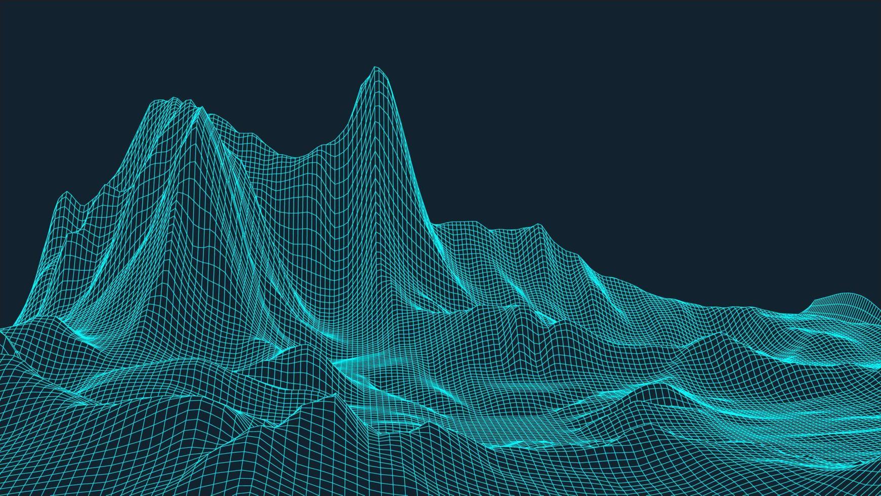 3d estructura alámbrica terreno gran angular eps10 vector