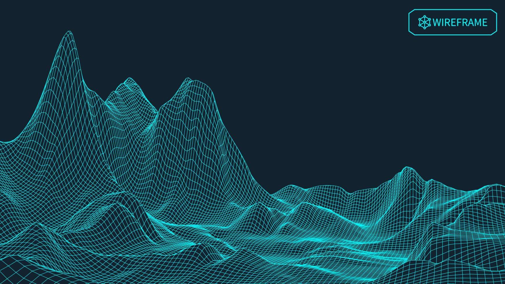 3d estructura alámbrica terreno gran angular eps10 vector