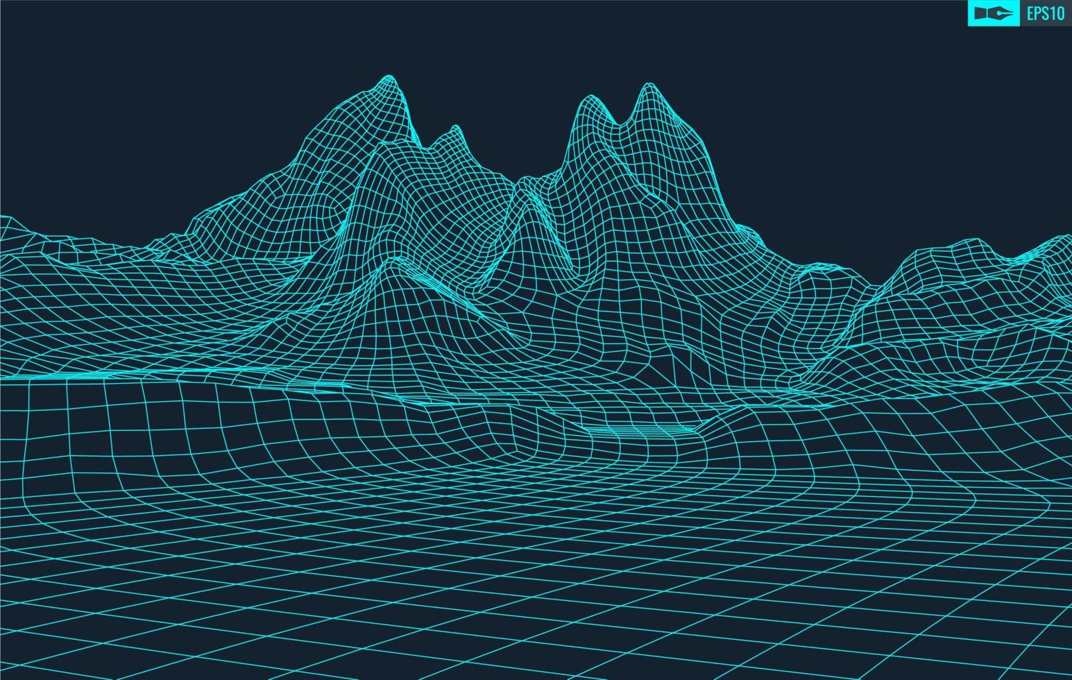 3d estructura alámbrica terreno gran angular eps10 vector