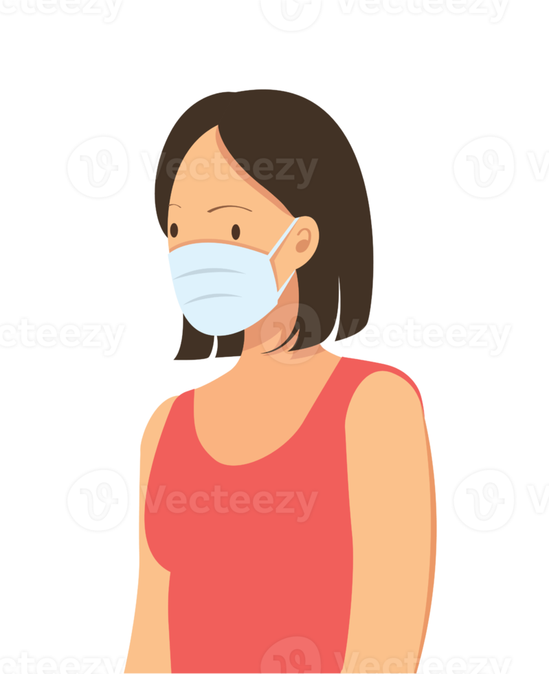 woman with mask on face character png