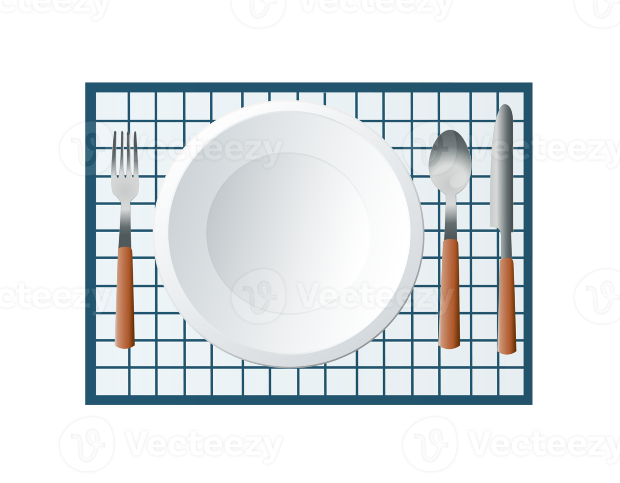 assiette ronde avec illustration de fourchette et couteau png