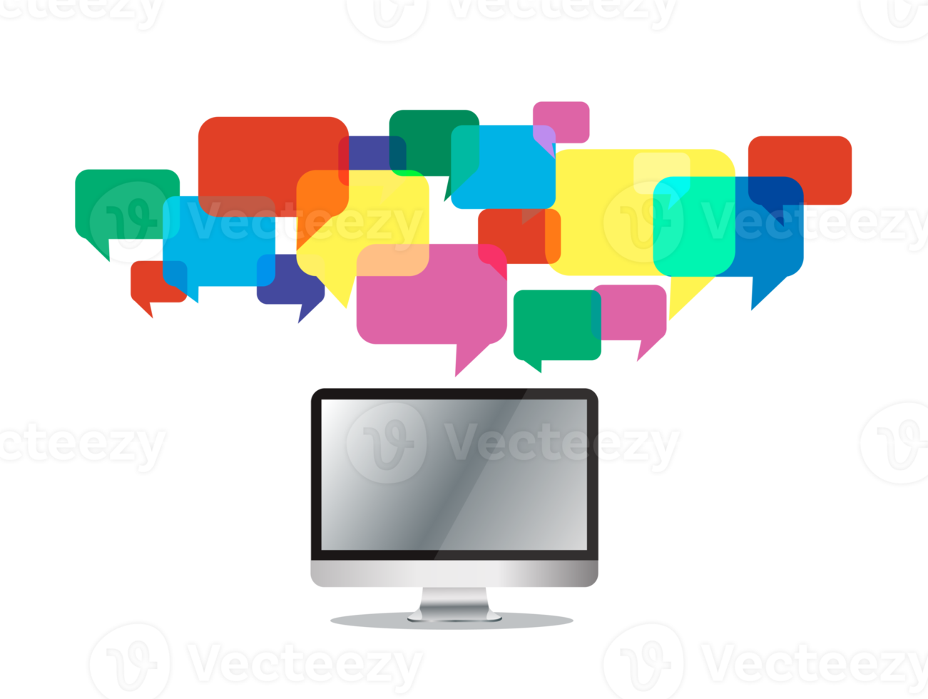 computer with colorful chat box , message box communication png