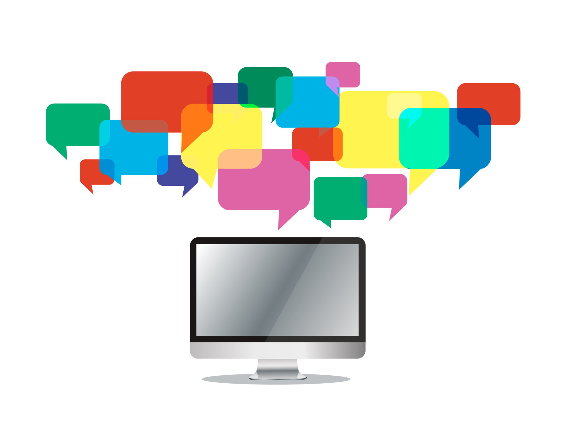 computer with colorful chat box , message box communication 12621513 PNG