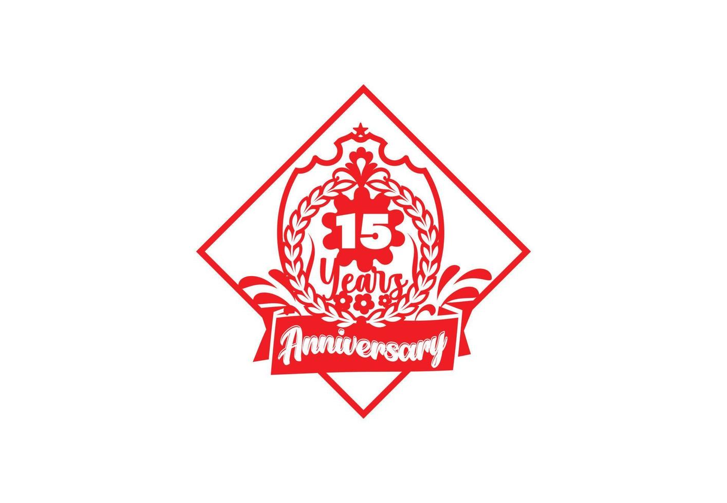 15 years anniversary logo and sticker design vector