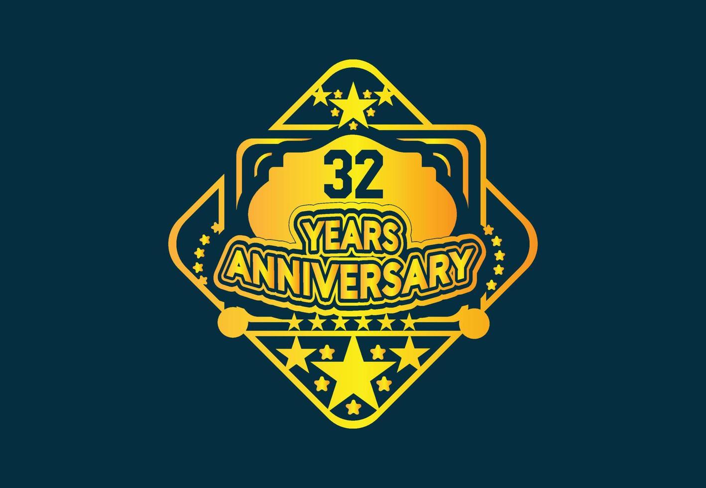 Diseño de logotipo y pegatina de aniversario de 32 años. vector