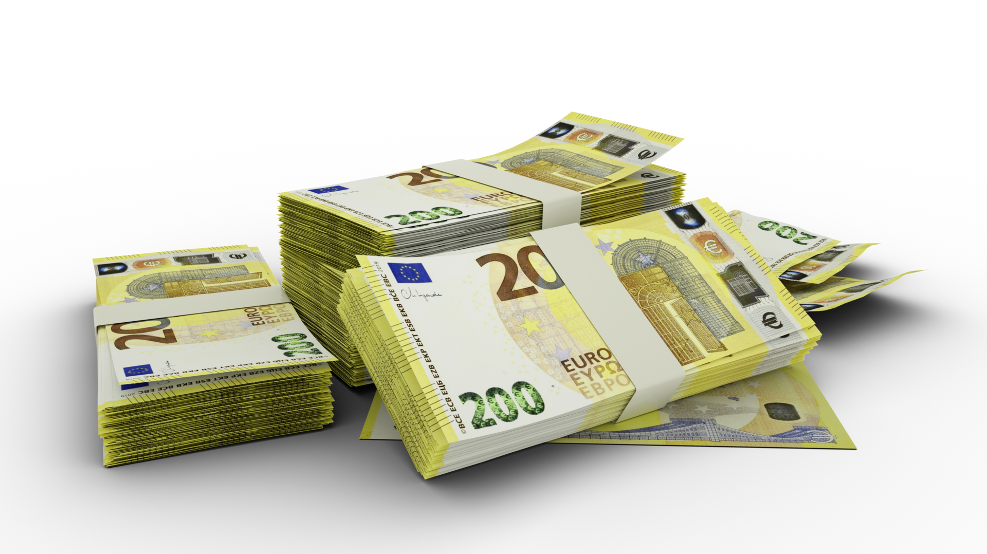 Representaci n 3d De Una Pila De Billetes De 200 Euros Fajos De 