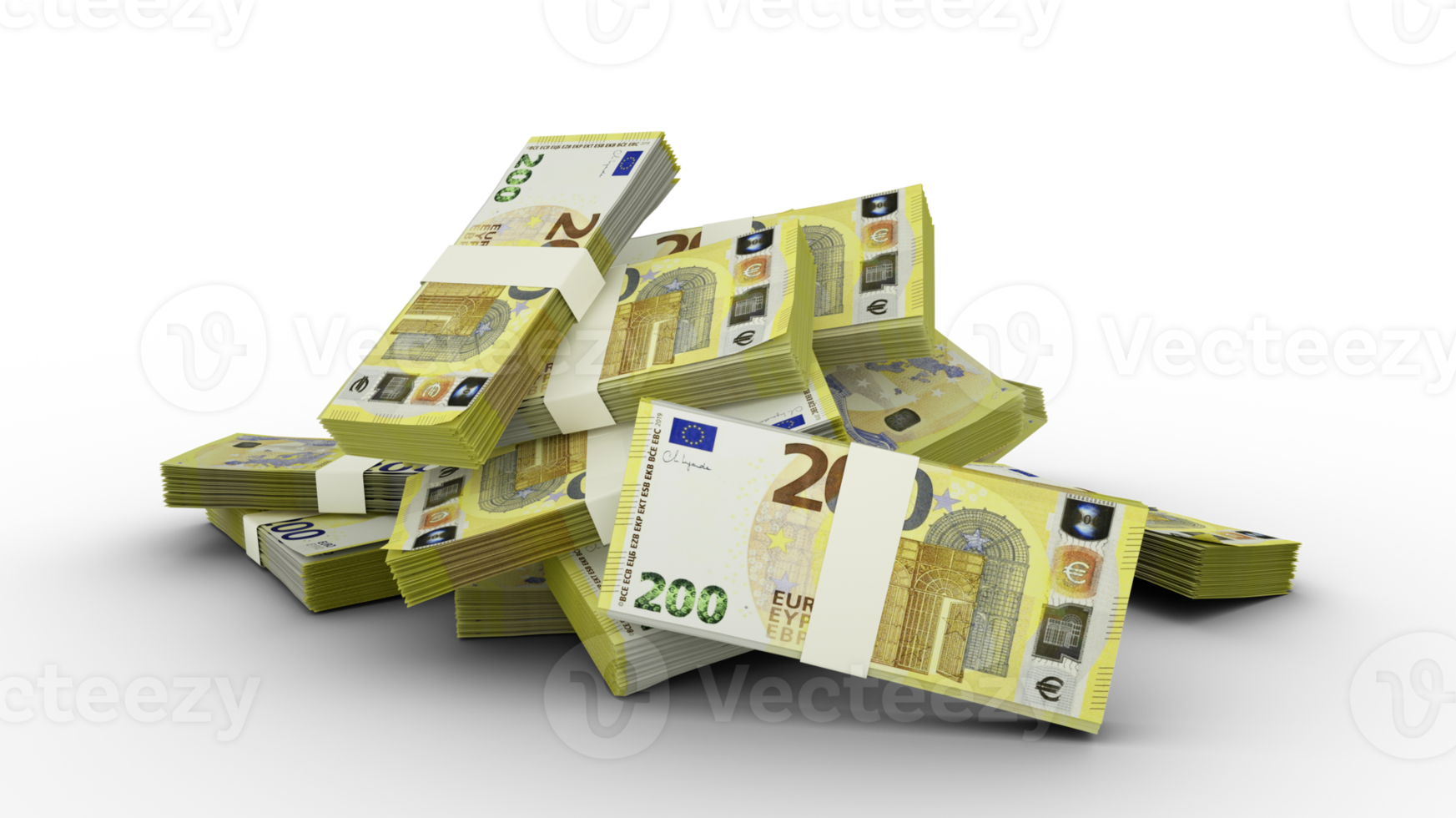 3D Stack of Euro notes png