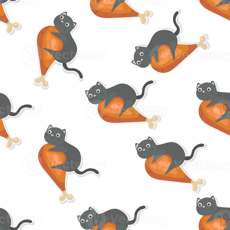 cat and food pattern png