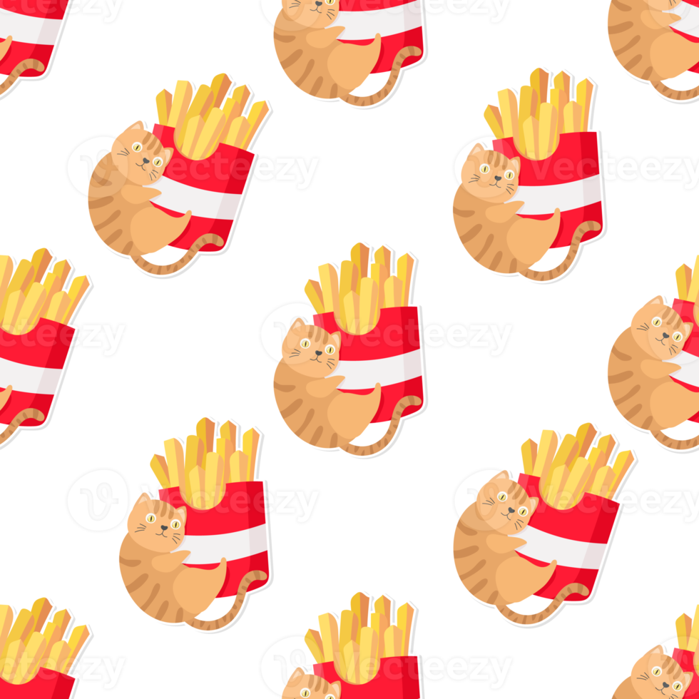 cat and food pattern png