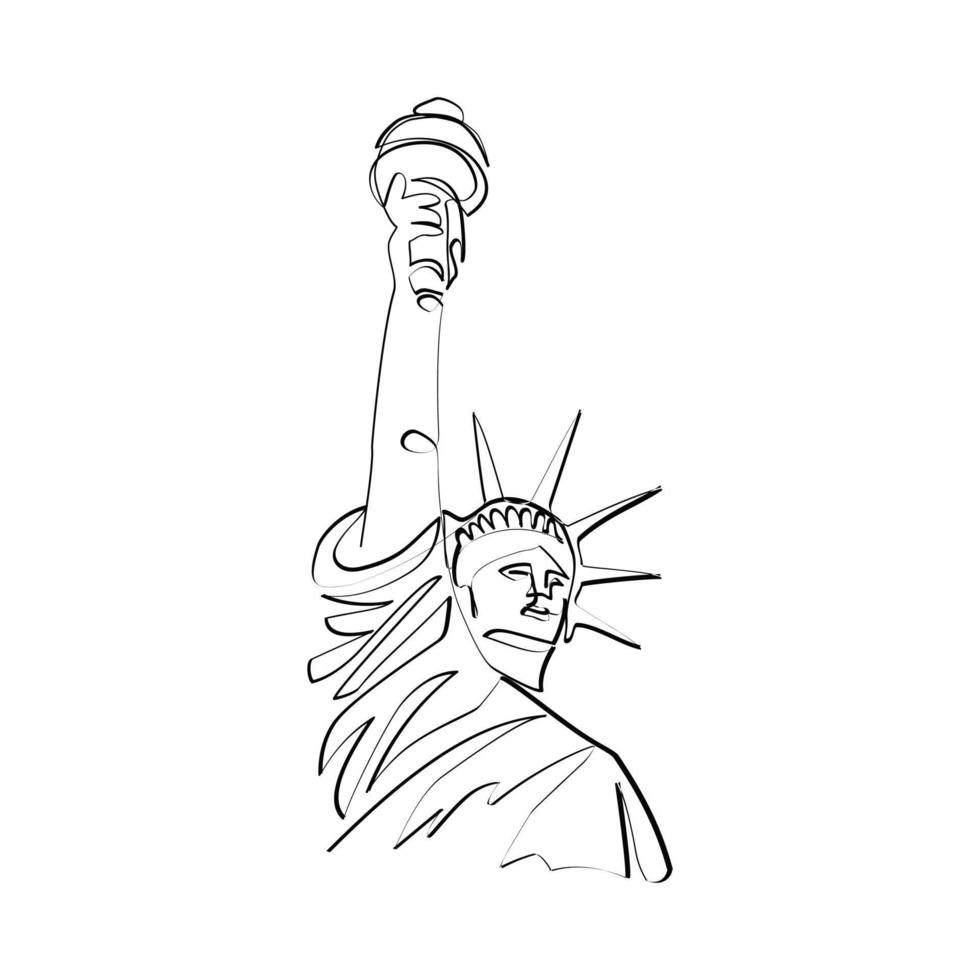 estatua de la libertad ilustración vectorial dibujada en estilo de arte de línea vector
