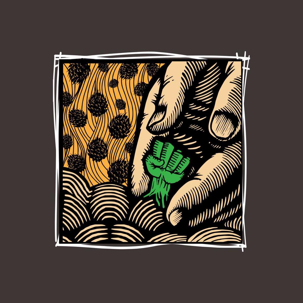 diseño de mensajes ambientales en particular para la palma aceitera. diseño de movimientos sociales. movimiento de agricultores, comunidad ambiental. perfecto para el diseño de camisetas vector