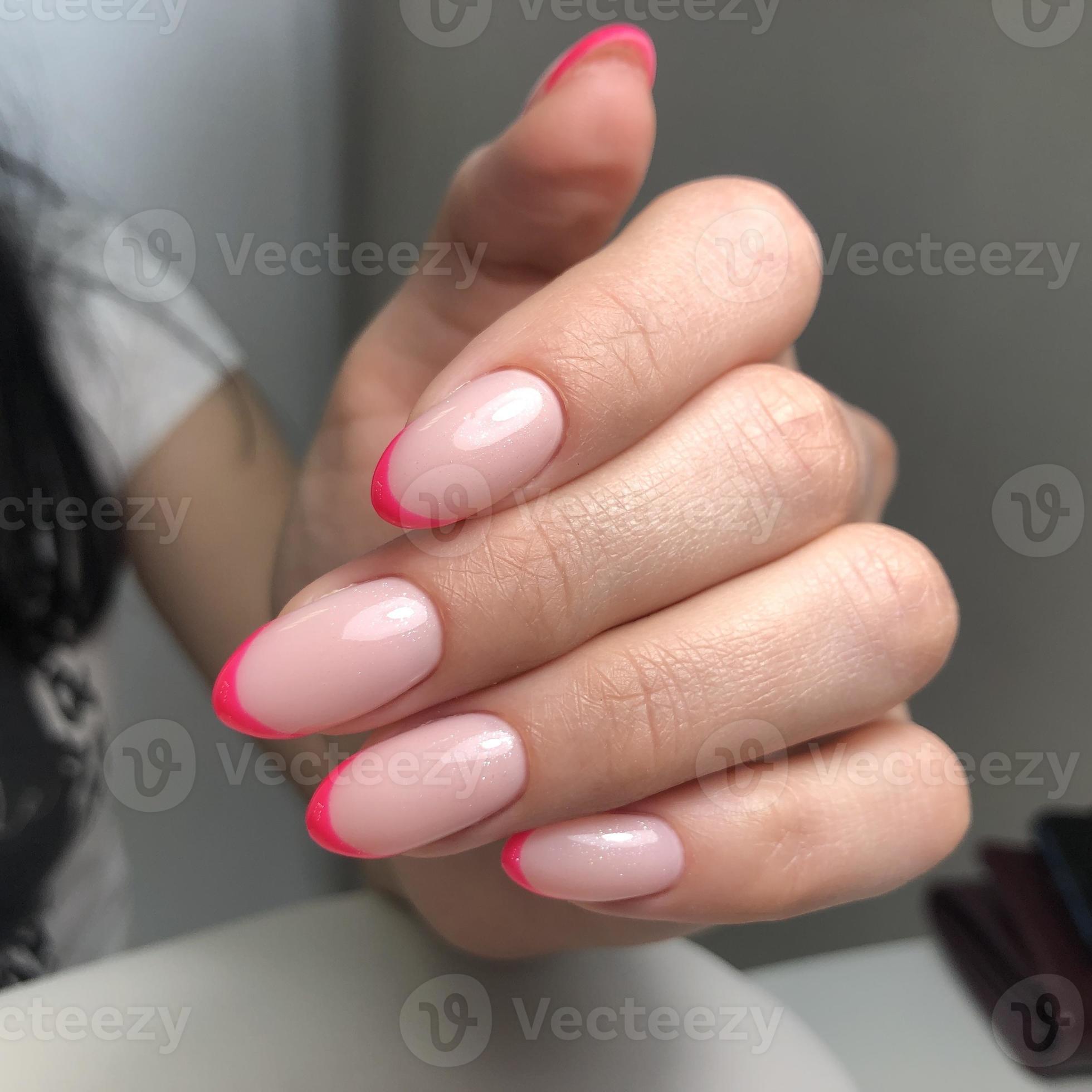 French manicure on the nails. French manicure design. Manicure gel nail  polish 12622362 Stock Photo at Vecteezy